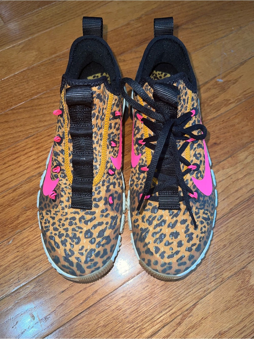 Nike Leopard Print Sneakers with Pink Swoosh